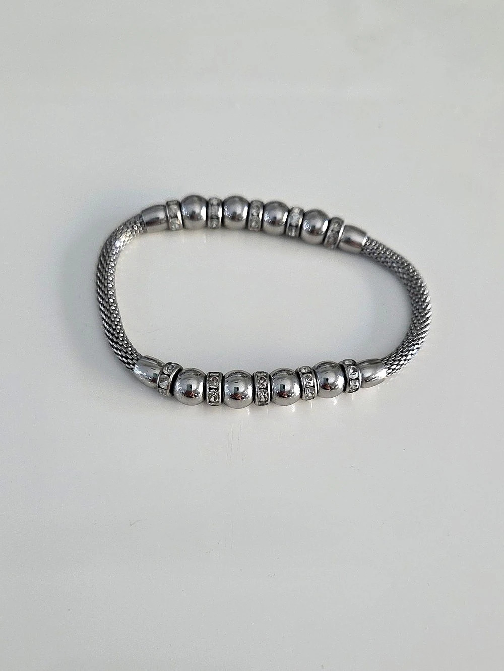Silver Beaded Stretch Bracelet